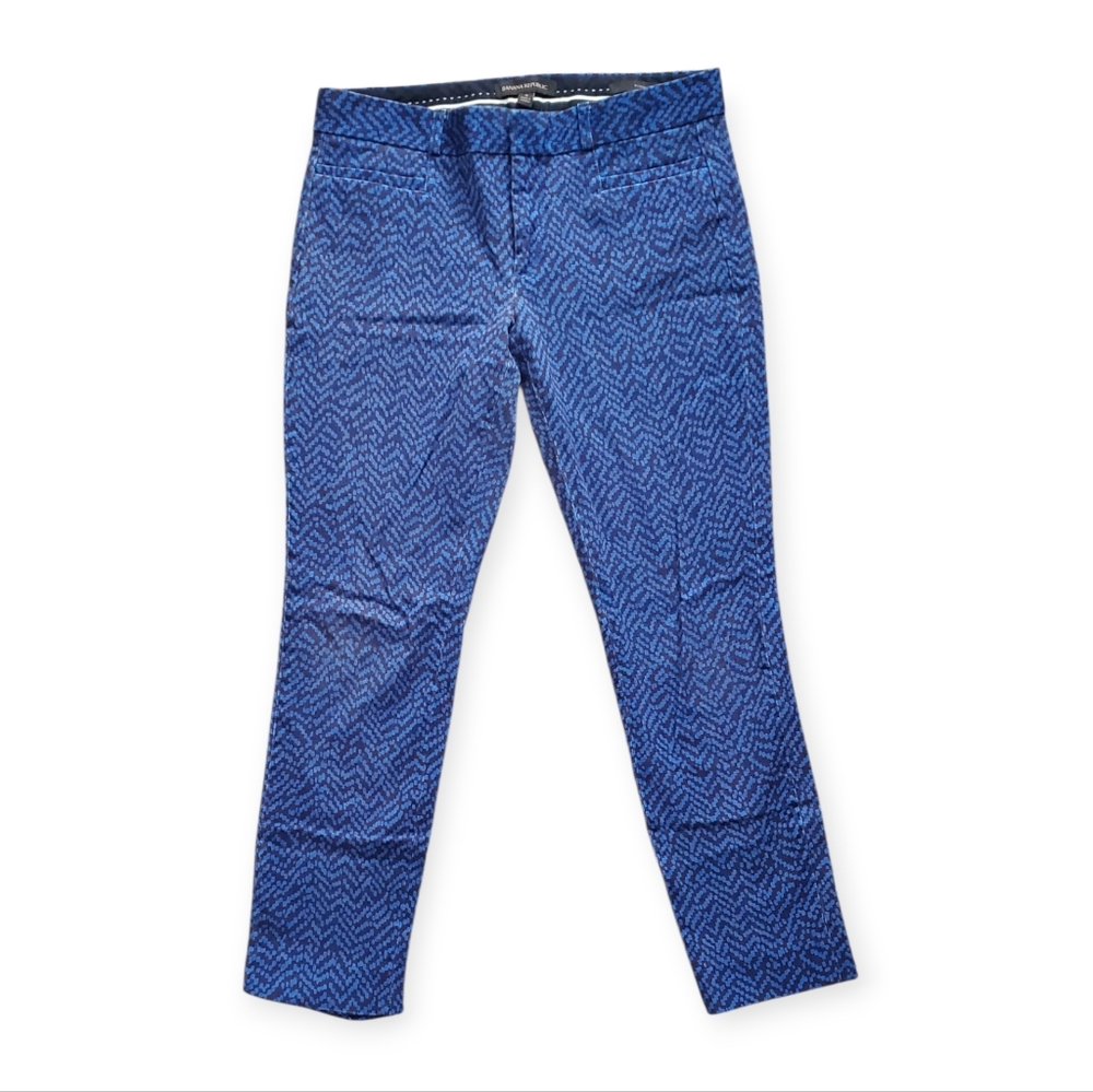 Banana Republic Blue Herringbone Cropped Pants